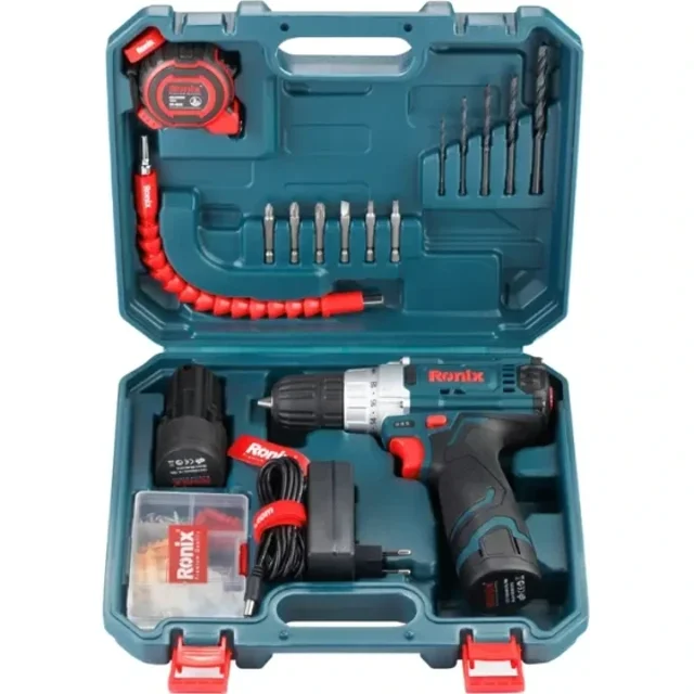 کیت دریل شارژی رونیکس مدل RS_8613 مجموعه 19 پارچه دو باتری